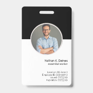 Black ID Employee Photo ID Company Security Badge