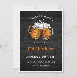 Black Illustrated Birthday Invitation