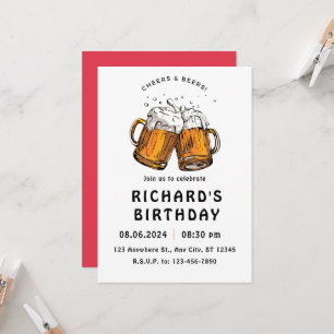 Black Illustrated Birthday Invitation