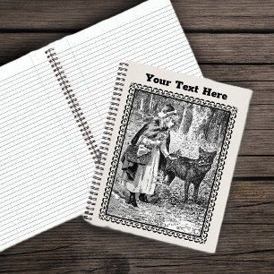Black Illustration Red Riding Hood Basket Wolf Notebook