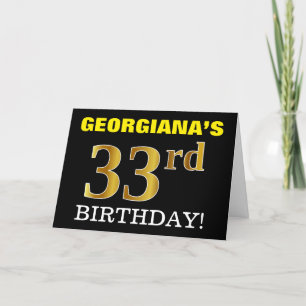 Black, Imitation Gold "33rd BIRTHDAY" Card