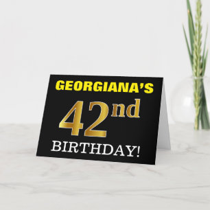 Black, Imitation Gold "42nd BIRTHDAY" Card
