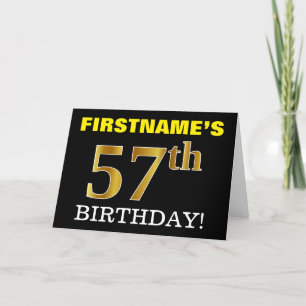 Black, Imitation Gold "57th BIRTHDAY" Card