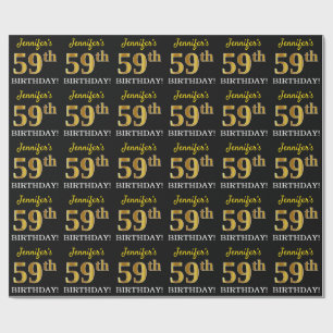 Black, Imitation Gold "59th BIRTHDAY" Wrapping Paper