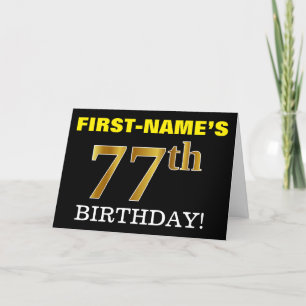 Black, Imitation Gold "77th BIRTHDAY" Card
