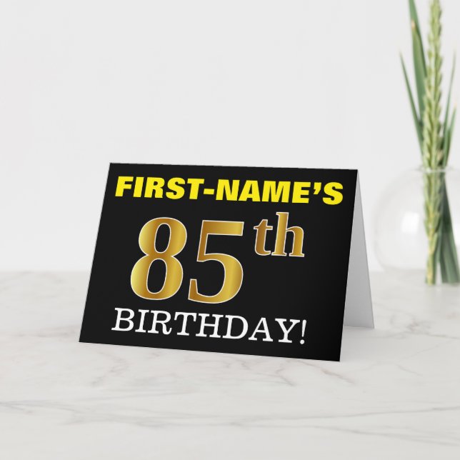 Black, Imitation Gold "85th BIRTHDAY" Card (Front)