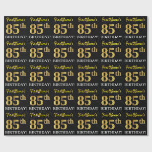 Black, Imitation Gold "85th BIRTHDAY" Wrapping Paper