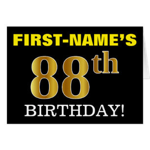 Black, Imitation Gold "88th BIRTHDAY" Card