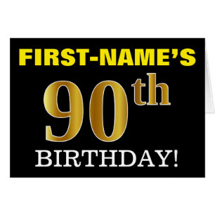 Black, Imitation Gold "90th BIRTHDAY" Card