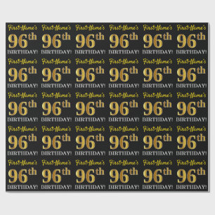 Black, Imitation Gold "96th BIRTHDAY" Wrapping Paper
