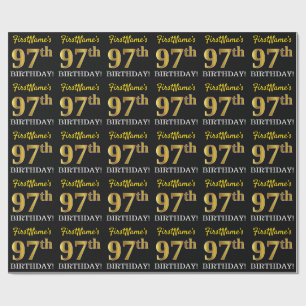 Black, Imitation Gold "97th BIRTHDAY" Wrapping Paper