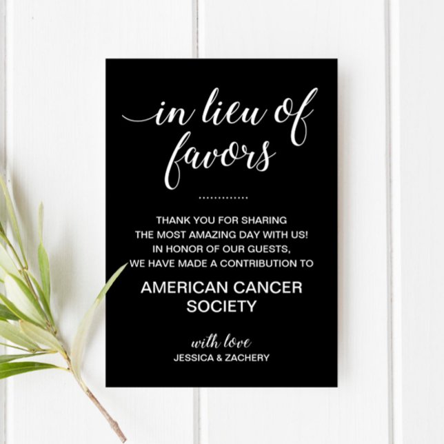 Black In Lieu Of Favours Donate to Charity Wedding Invitation (Creator Uploaded)