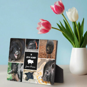 Black In Loving Memory Pet Pig Photo Collage Plaque