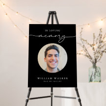 Black In Loving Memory Photo Funeral Welcome Sign