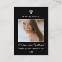 Black In Loving Memory Tree Funeral Memorial Card