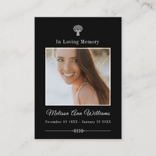 Black In Loving Memory Tree Funeral Memorial Card