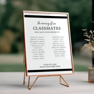 Black In Memory Of Our Classmates Reunion Memorial Poster