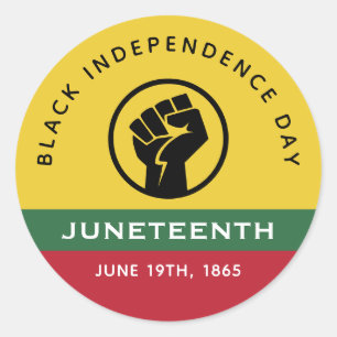 Black Independence Day Juneteenth 1865 Curved Text Classic Round Sticker