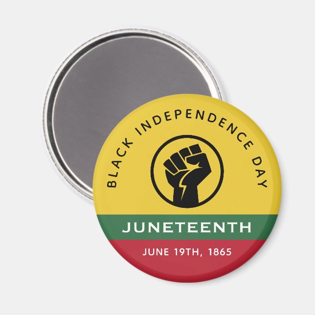 Black Independence Day Juneteenth 1865 Curved Text Magnet (Front/Back)