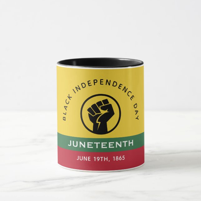 Black Independence Day Juneteenth 1865 Curved Text Mug (Center)