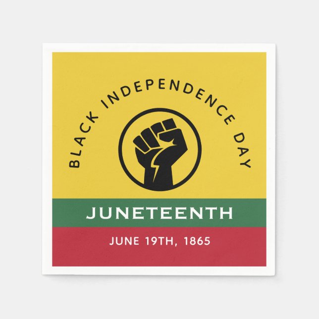 Black Independence Day Juneteenth 1865 Curved Text Napkin (Front)