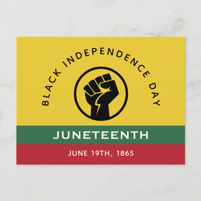 Black Independence Day Juneteenth 1865 Curved Text Postcard (Front)