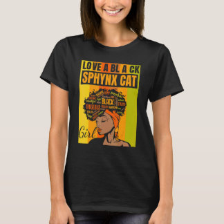 Black Independence Day Love a Black Sphynx Cat Gir T-Shirt