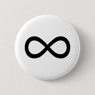 Black Infinity Symbol 6 Cm Round Badge