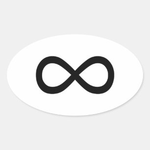 Black Infinity Symbol Oval Sticker