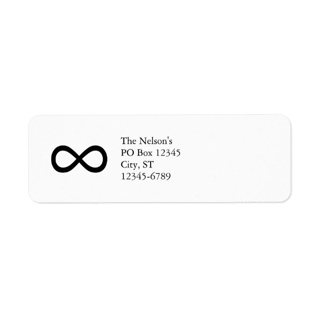 Black Infinity Symbol Return Address Label (Front)