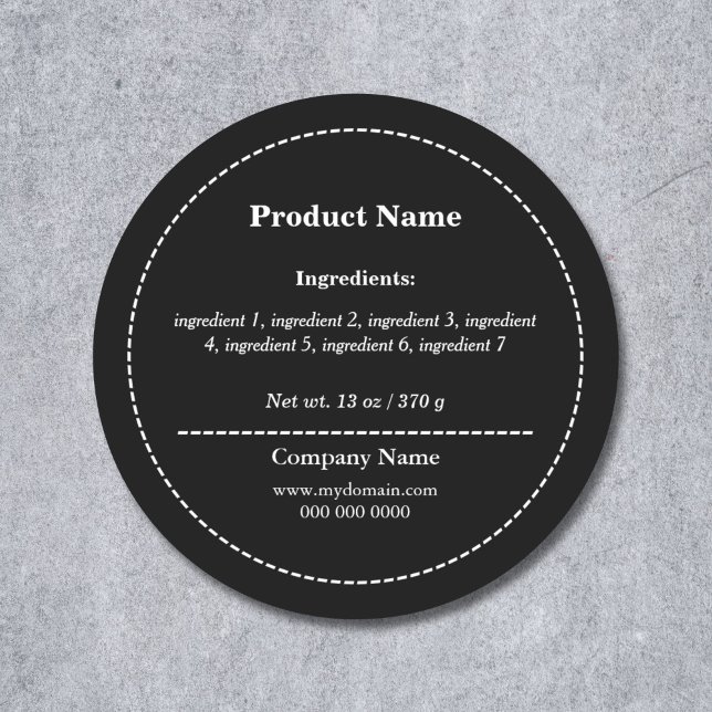 Black  Ingredient List Label Sticker (Black Ingredient List Label Sticker)