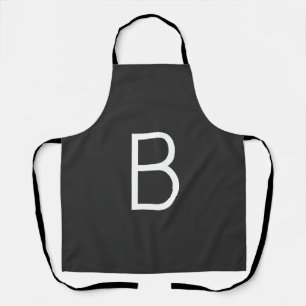 Black Initial Letter Monogram Modern Apron