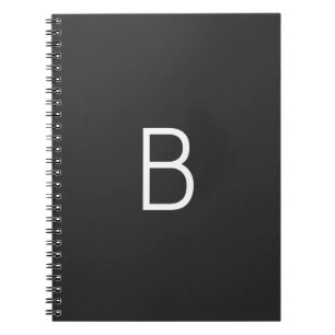 Black Initial Letter Monogram Modern Notebook