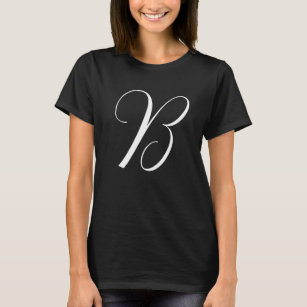 Black Initial Letter Monogram Modern T-Shirt