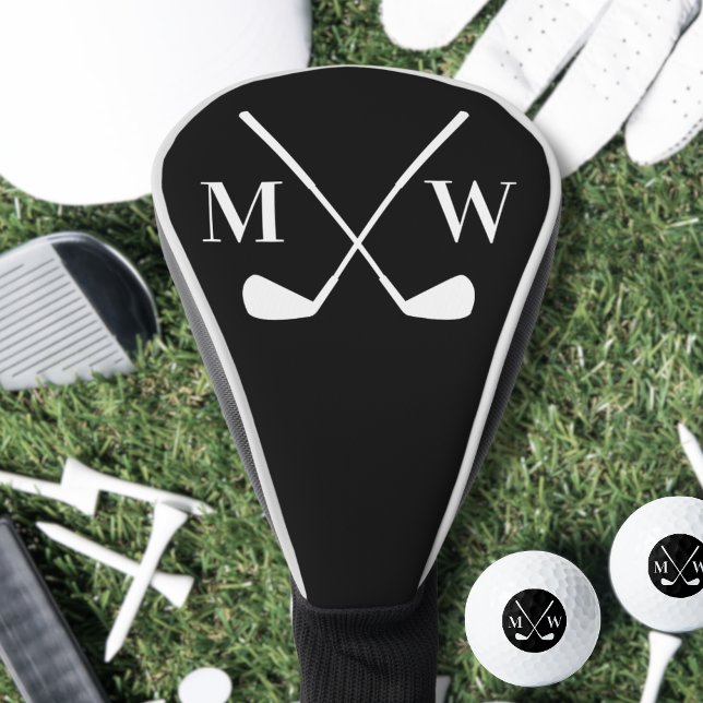 Black Initial Monogram Golf Head Cover (Black Initial Monogram Golf Head Cover)