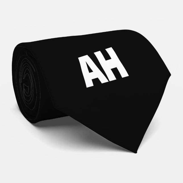 Black Initials Groomsmen Monogram Monogrammed  Tie (Rolled)