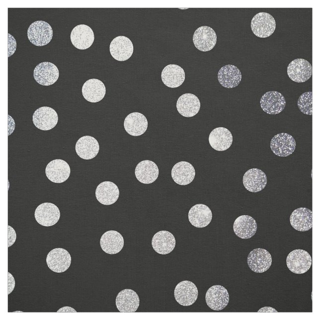 Black Ink and Silver City Dots Fabric (Swatch)
