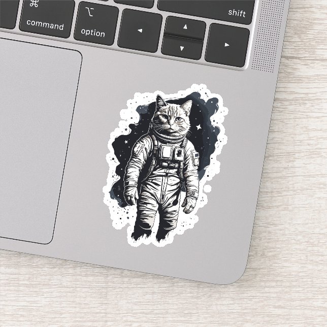 Black Ink Astronaut Cat Design (Detail)