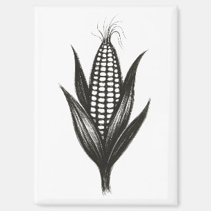Black Ink Corn Illustration – Harvest Design on Magnet