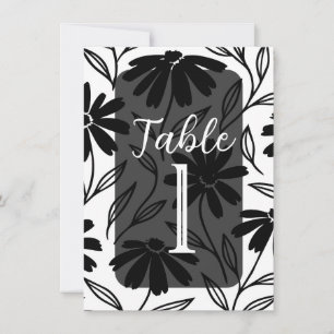 Black Ink Daisies Boho Table Numbers