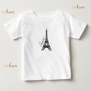 Black Ink Eiffel Tower  Baby T-Shirt