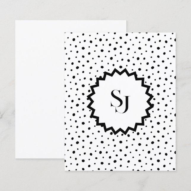 Black ink Improvisation polka dots Monogram. (Front/Back)