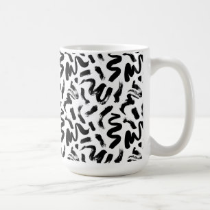 Black Ink Paint Brush Stroke Pattern Coffee Mug