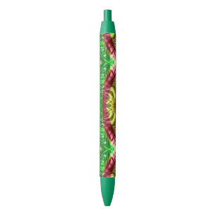 Black Ink Pen Christmas Design Green Red Yellow