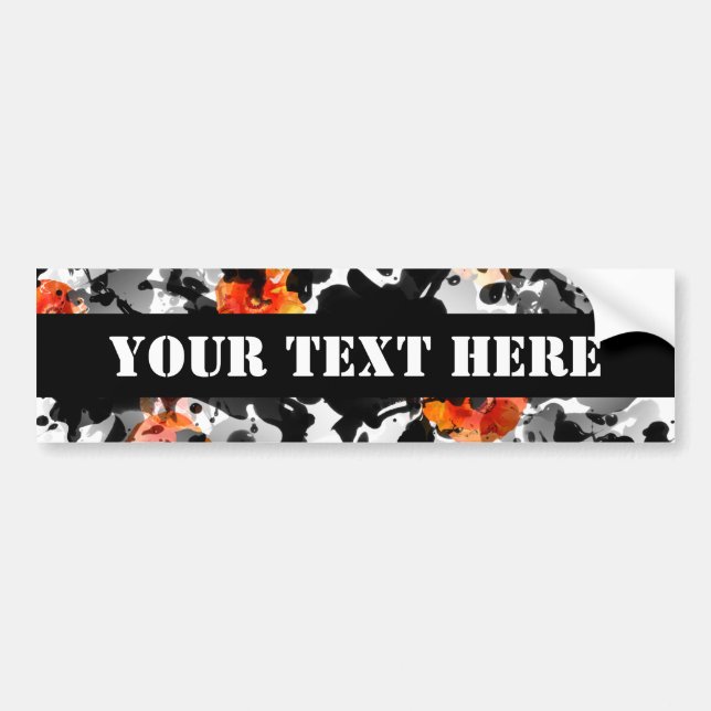 BLACK INK & POPPIES pattern + your backgr. & ideas Bumper Sticker (Front)