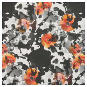 BLACK INK & POPPIES pattern + your backgr. & ideas Fabric