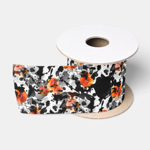 BLACK INK & POPPIES pattern + your backgr. & ideas Satin Ribbon