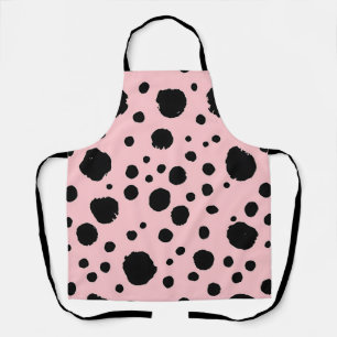Black Ink Spots Pink Polka Pattern Apron