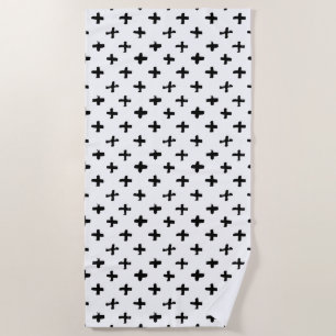 Black Ink Stoke Cross Pattern Beach Towel