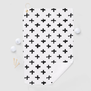 Black Ink Stoke Cross Pattern Golf Towel